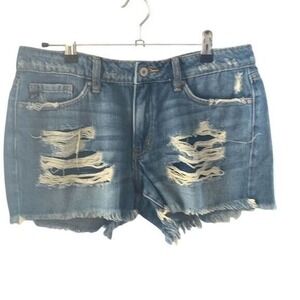 KanCan Distressed Denim Jean Shorts Frayed Hem Ripped Light Wash Size‎ 9/28